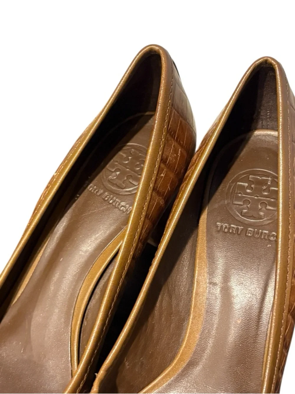 TORY BURCH Women’s Tan Crocodile Skin Style Heels Leather Size 9